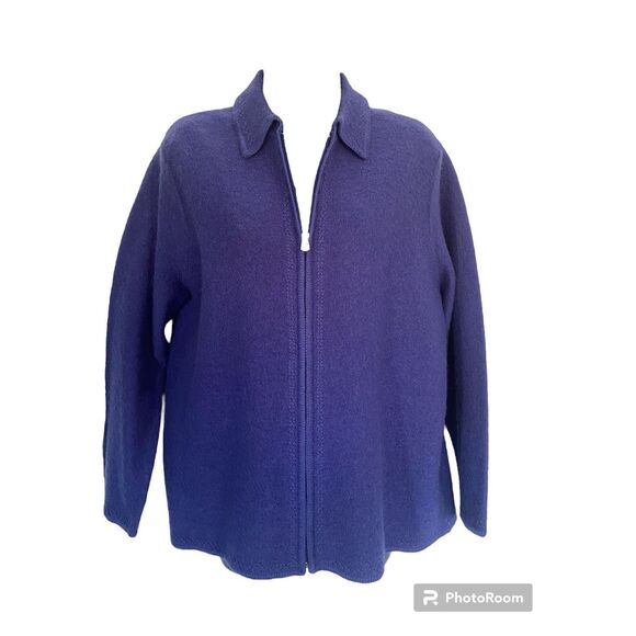 Nouveaux 100% Wool Purple Full Zip Cardigan Sz Xl NWT - Picture 5 of 12